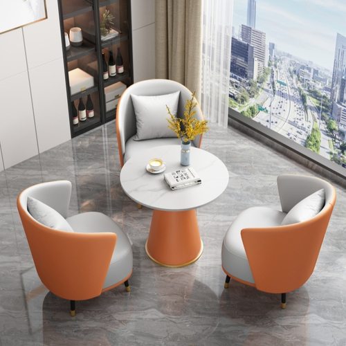 酒店单人沙发休息区轻奢休闲椅接待区售楼处洽谈酒店沙发小圆桌椅 - 图1