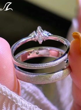 925银30分培育钻石求婚情侣对戒