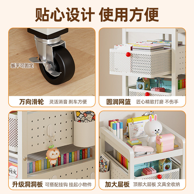 书包置物架可移动小推车书本收纳架家用办公室多层书桌学生滑轮柜,淘宝优惠券,粉丝福利购,淘宝优惠卷