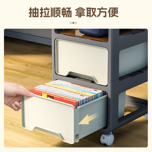 书包置物架可移动小推车书本收纳架神器家用多层放书包桌下滑轮柜 - 图1