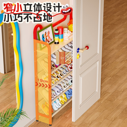 鞋架子多层家用门口2026新款多巴胺铁艺入户门简易小窄鞋柜收纳架 - 图2