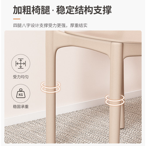 餐椅家用现代简约加厚久坐舒服塑料凳子北欧网红商用餐桌靠背椅子 - 图1