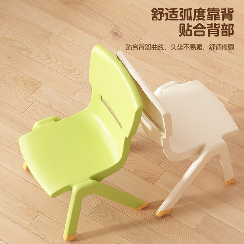塑料靠背椅家用儿童餐椅加厚凳子宝宝吃饭椅防滑板凳卡通幼儿椅子 - 图1
