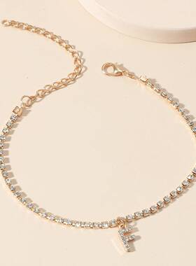 fashion Anklet ladies欧美时尚水钻脚链镶钻26英文字母沙滩脚饰