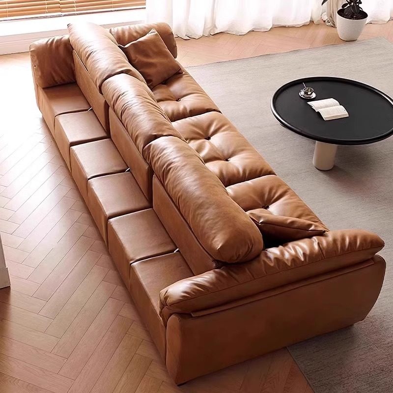 复古风云朵真皮沙发客厅大小户型可移动靠背中古风油蜡皮功能沙发,淘宝优惠券,粉丝福利购,淘宝优惠卷