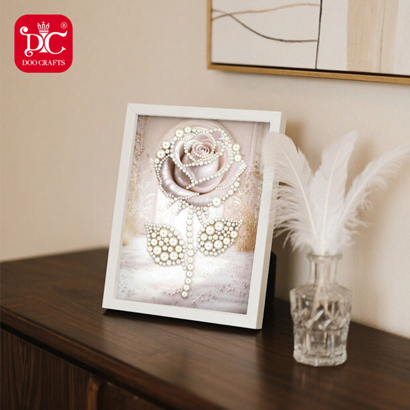 蒂彩DC2025年新款钻石画半钻玫瑰手工diy珍珠儿童小学生带框摆台,淘宝优惠券,粉丝福利购,淘宝优惠卷