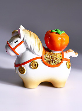 洛阳唐三彩小胖马马年吉祥摆件