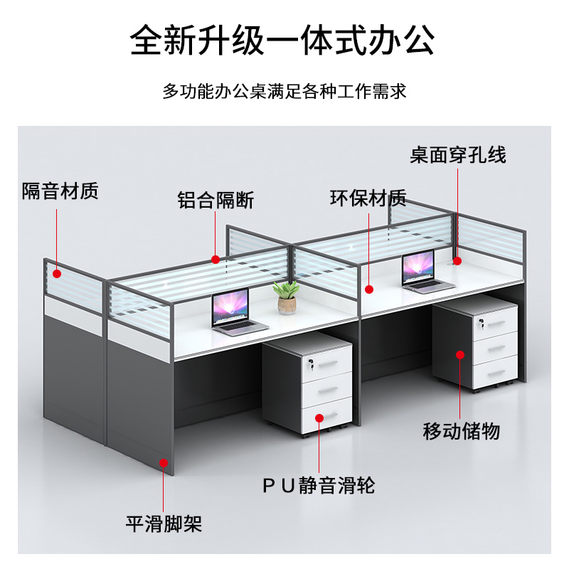 职员屏风办公桌子简约员工办公室电脑桌椅组合隔断工位财务工作桌 - 图0