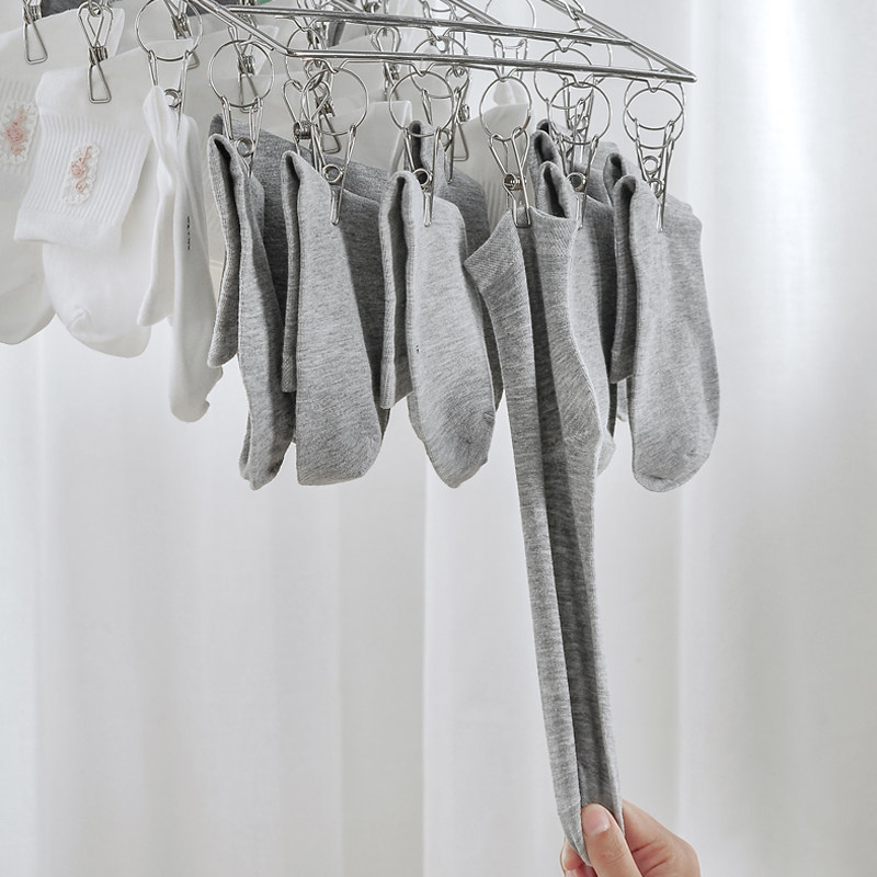 30夹不锈钢衣架多夹子 防风晒晾衣架袜夹内衣袜架小儿童家用衣架,淘宝优惠券,粉丝福利购,淘宝优惠卷