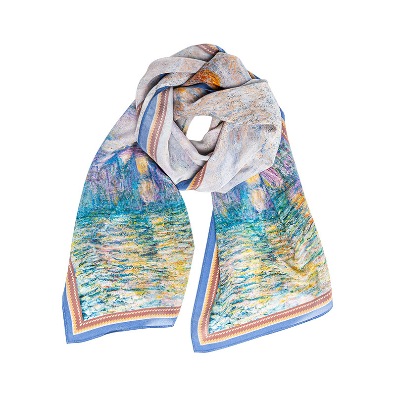 绵密油画~奶油色彩100%桑蚕丝丝巾长条真丝围巾高档送礼杭州薄款,淘宝优惠券,粉丝福利购,淘宝优惠卷