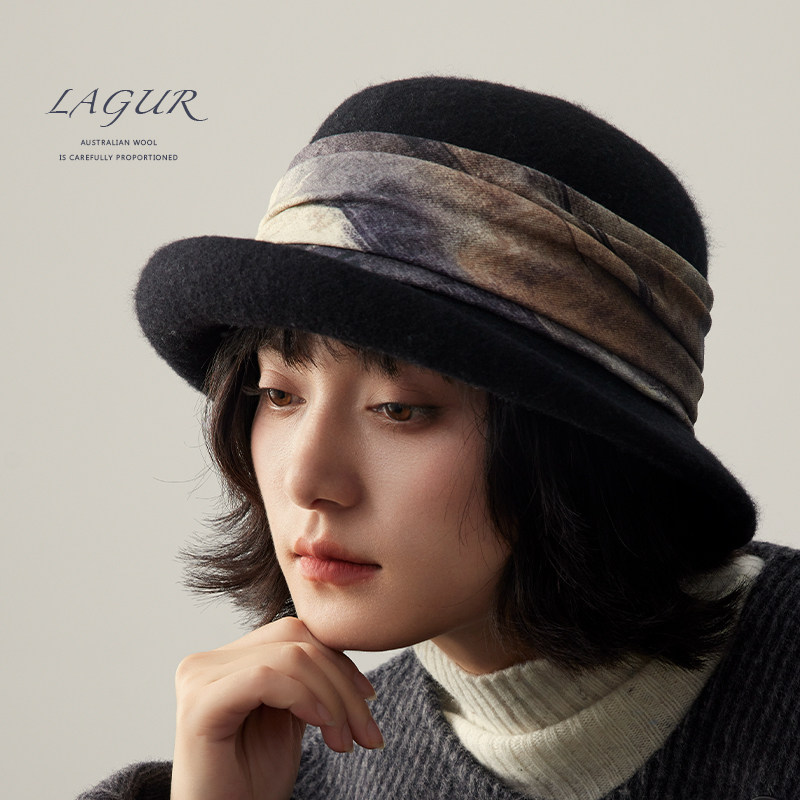 隽永艺术-进口澳洲混纺美丽诺羊毛法式盆帽优雅礼帽渔夫帽秋冬女,淘宝优惠券,粉丝福利购,淘宝优惠卷