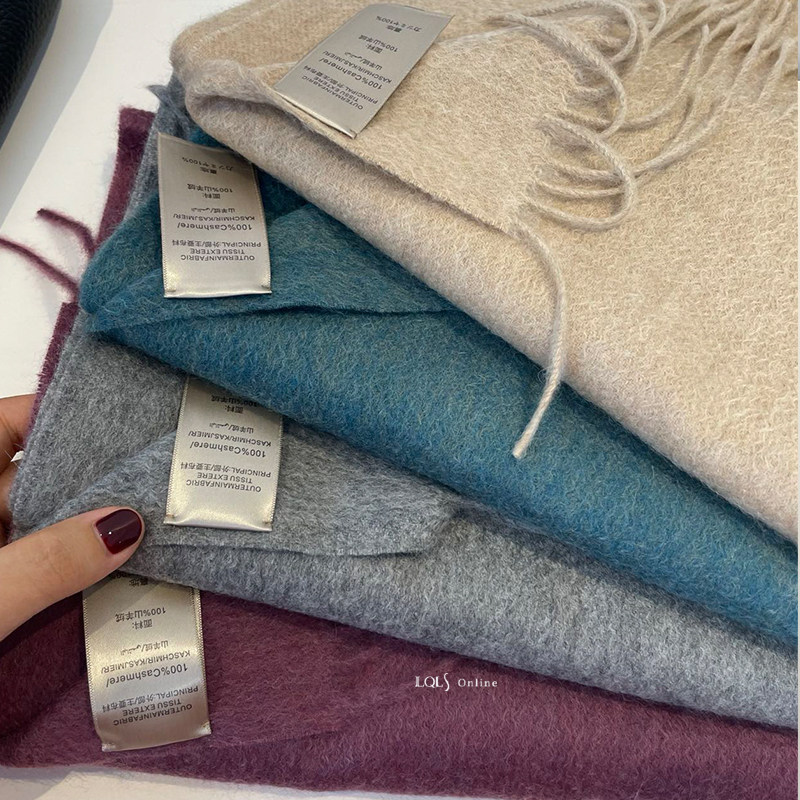 高阶色Cashmere纯山羊绒纯色围巾女羊绒围脖高端冬季保暖百搭披肩,淘宝优惠券,粉丝福利购,淘宝优惠卷