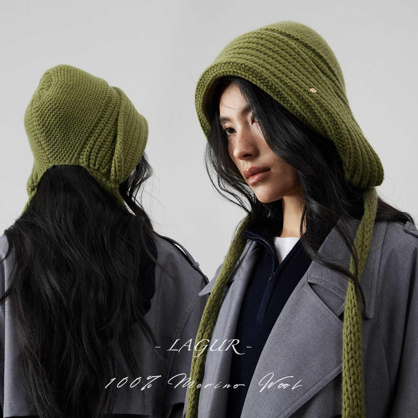 墨尔本冬！Lagur100%美利奴羊毛帽子带辫子加厚护耳女冬季针织帽,淘宝优惠券,粉丝福利购,淘宝优惠卷