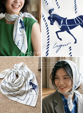 Lagur100%桑蚕丝方巾搭配衬衫女
