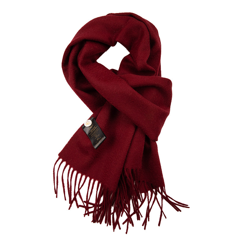 蒸蒸日上-酒红色Cashmere纯色100%羊绒围巾水波纹加厚礼盒装送礼,淘宝优惠券,粉丝福利购,淘宝优惠卷