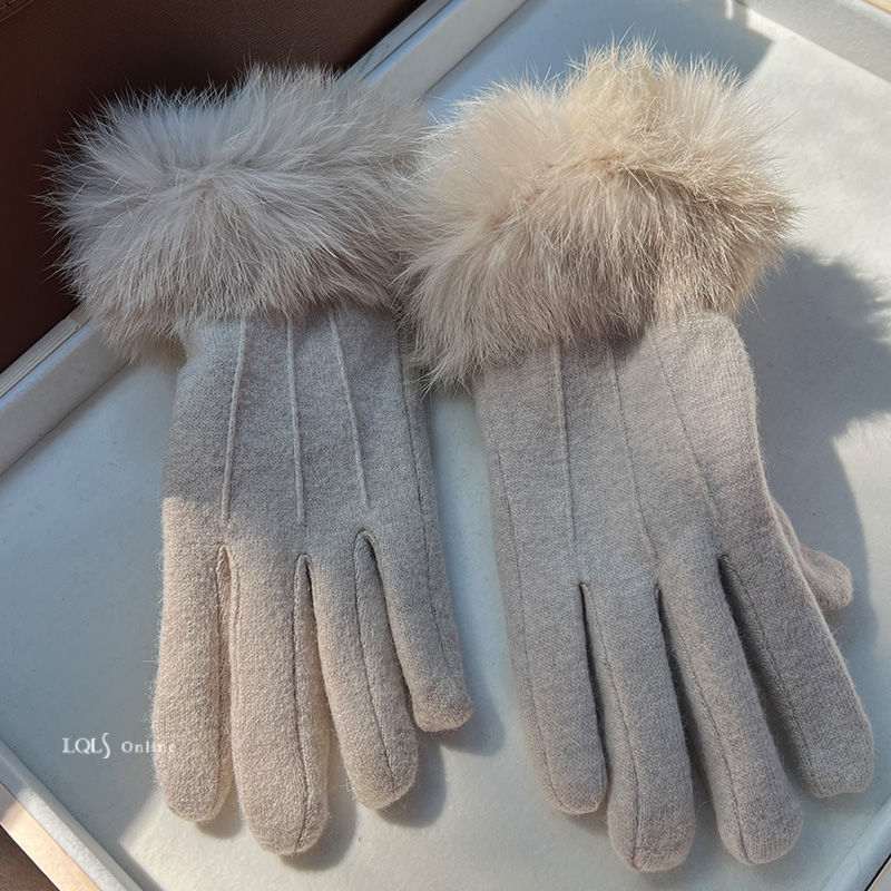 好温暖！羊毛wool高级感羊绒手套女冬季加绒保暖开车骑行可爱手套