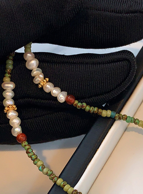 XMR串珠绿泥石珍珠项链