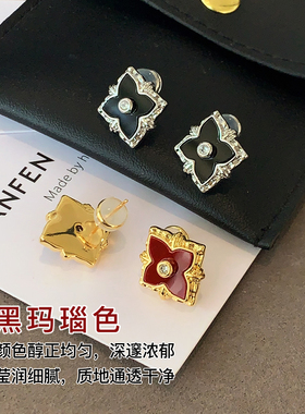 XMR法式宫廷复古金属四叶草耳环