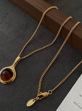 XMR天然茶晶石美拉德项链配饰女