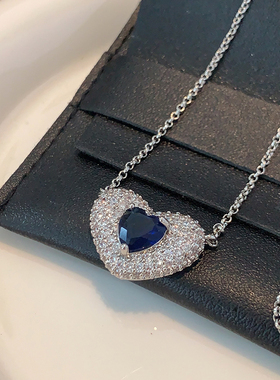 XMR欧美聚会爆闪满钻爱心锁骨链