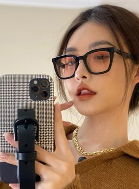 韩版方形茶色渐变腮红墨镜