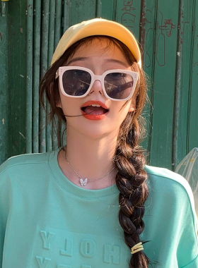 墨镜复古风米白色太阳镜网红同款