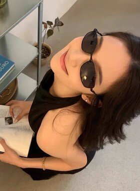 Y2K千禧辣妹弧面金属老钱风猫眼墨镜女高级感韩版防紫外线太阳镜