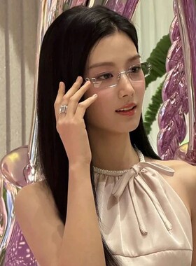 卢昱晓同款墨镜无框灰色金属镂空高级感Y2K辣妹风绳结太阳镜女潮
