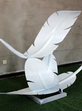 不锈钢羽毛雕塑抽象金属