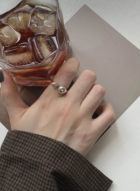 925纯银简约光面戒指女ins冷淡风小众设计可调节光面开口戒指男女