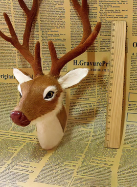 仿真鹿头山羊皮毛复古鹿头壁饰