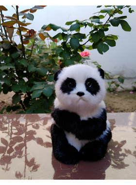 仿真熊猫皮毛工艺品摆件