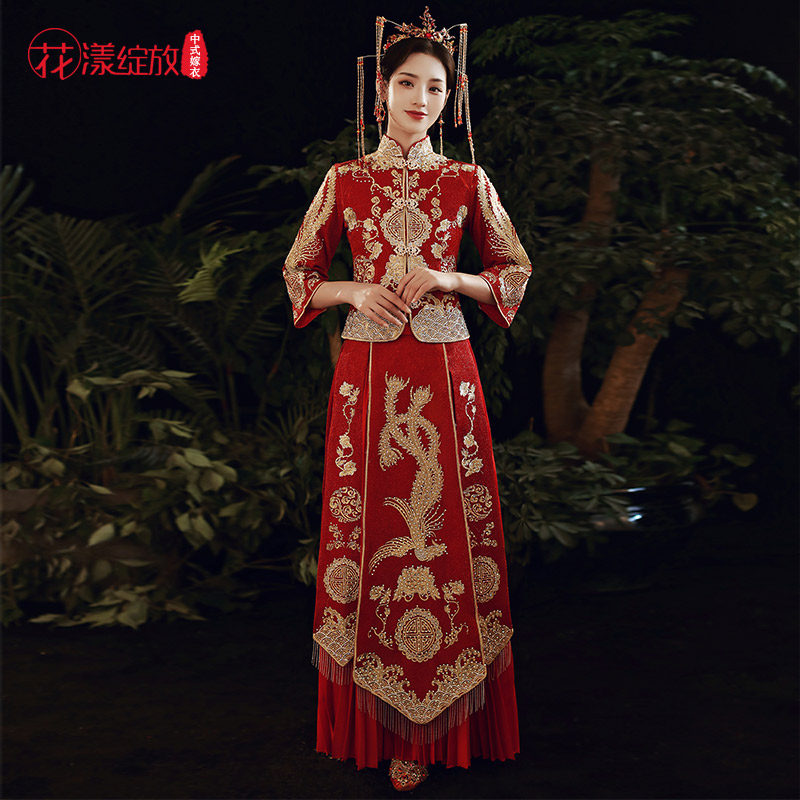 秀禾服夏季2022新款新娘中式婚纱 花漾绽放旗袍