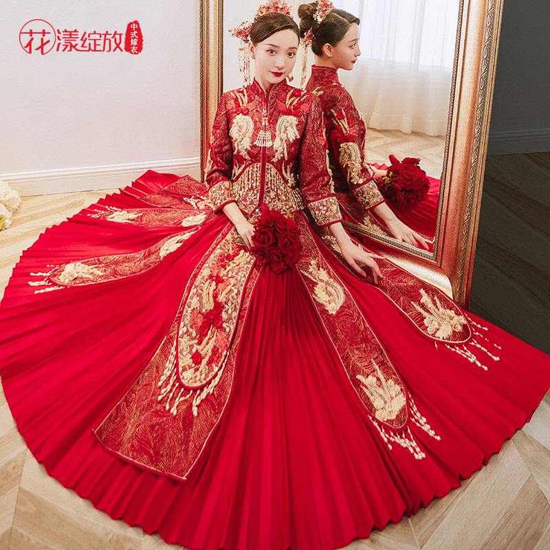 秀禾服2022新款结婚新娘中式秀和服 花漾绽放旗袍