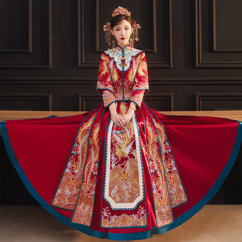 花漾绽放旗舰店秀禾服新娘年新款中式婚纱礼服结婚嫁衣敬酒服高端龙凤褂秀和0