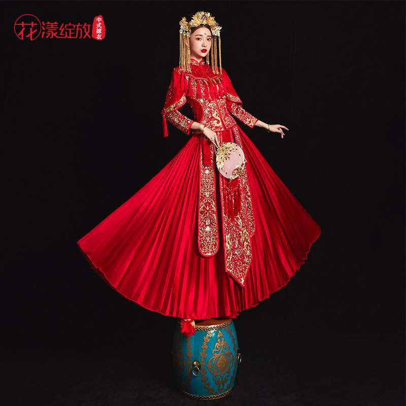花漾绽放旗舰店秀禾服新娘新款结婚婚纱礼服中式婚服新娘嫁衣古代婚纱秀和服1