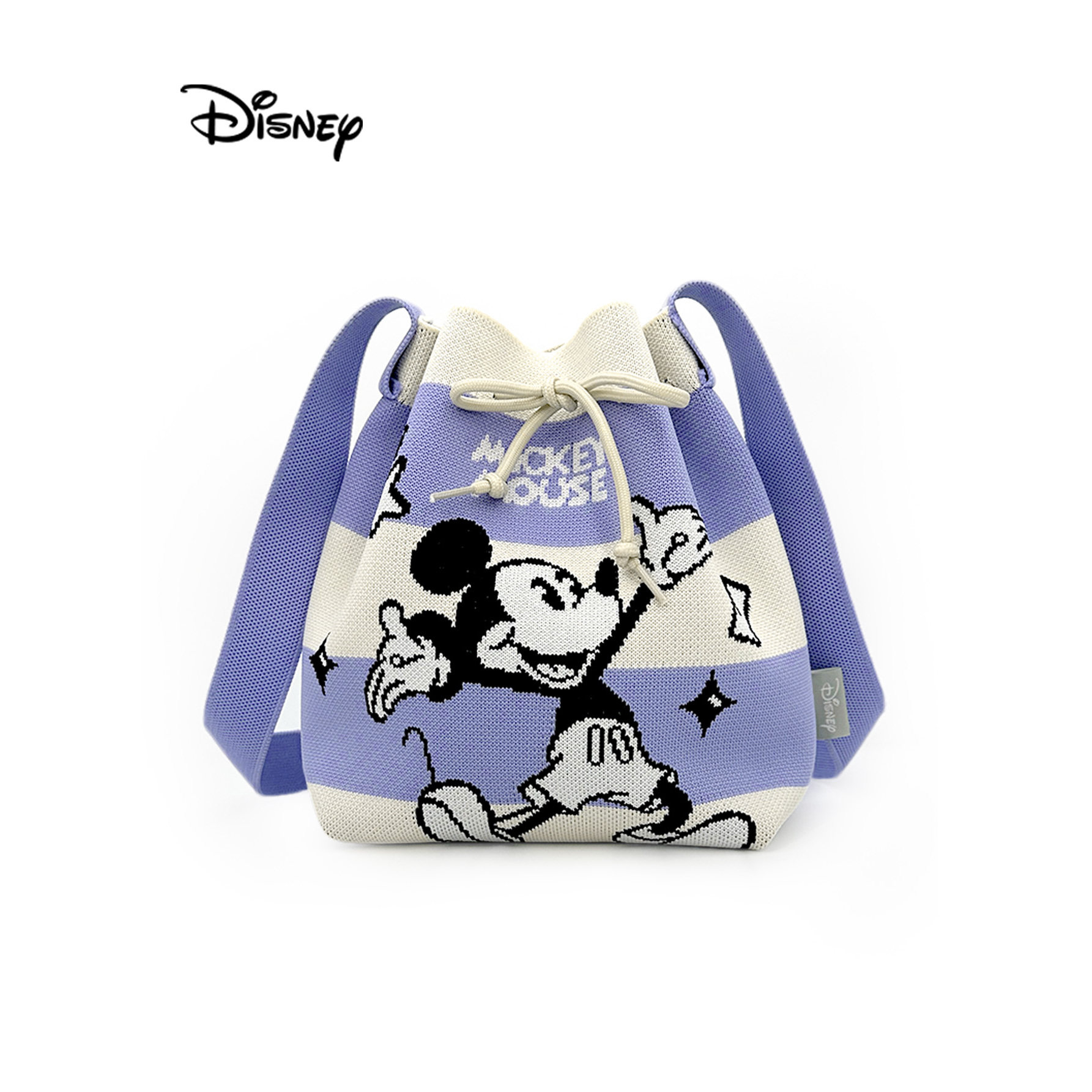 麦斯卡×迪士尼米奇卡通针织水桶包便携斜挎包百搭女抽绳单肩包,淘宝优惠券,粉丝福利购,淘宝优惠卷
