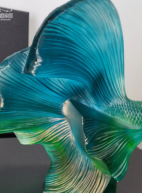 孔雀鱼琉璃家居装饰品全水晶摆件