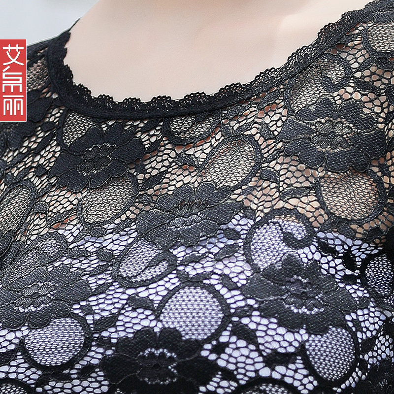 2020夏季女款蕾丝短款短袖镂空罩衫 艾帛丽蕾丝衫/雪纺衫