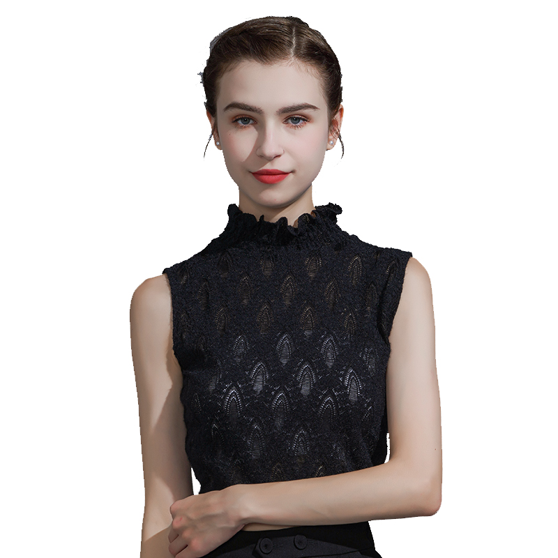 假领子女毛衣装饰木耳边立领半身半高领秋冬春打底蕾丝衫衬衣假领 - 图3