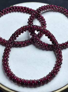 天然  石榴石 编织手链  diy配饰简约百搭礼物