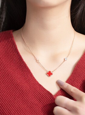 纯银项链四叶草项链女款奢华高级感轻奢小众生日礼物S925送女朋友