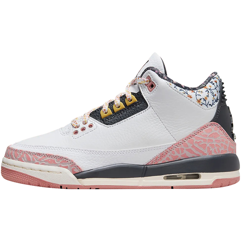 小鸿体育Air Jordan 3 AJ3 白粉色 中帮 复古篮球鞋 441140-100 - 图3