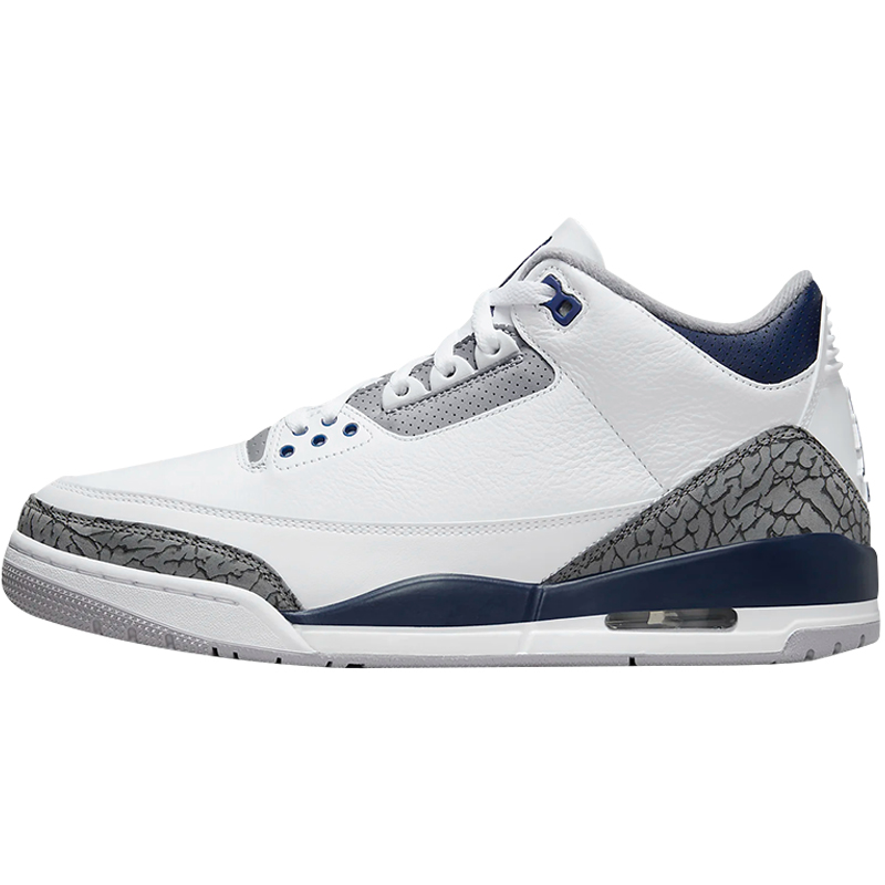 小鸿体育Air Jordan 3 AJ3 灰蓝 午夜蓝 中帮篮球鞋 CT8532-140 - 图3