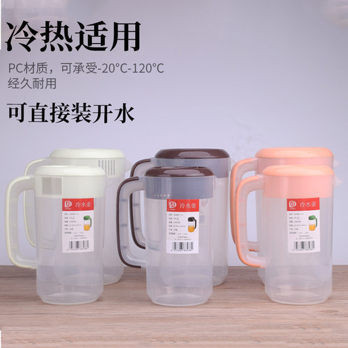 塑料冷水壶超大容量凉开水壶商用耐高温奶茶店量杯带盖带刻度家用 - 图2