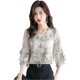 ເສື້ອຍືດຄໍ V-neck ໃໝ່ ພິມ chiffon ທ້ອງ