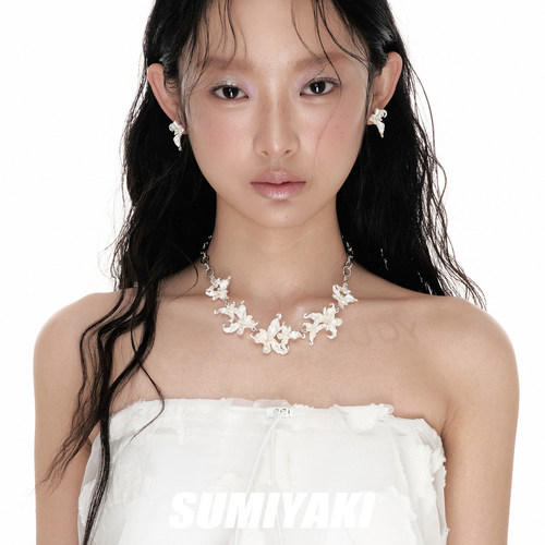 SUMIYAKI 苍白诉说系列 纯白鸢尾花耳环小众设计轻奢高级感耳饰女 - 图0