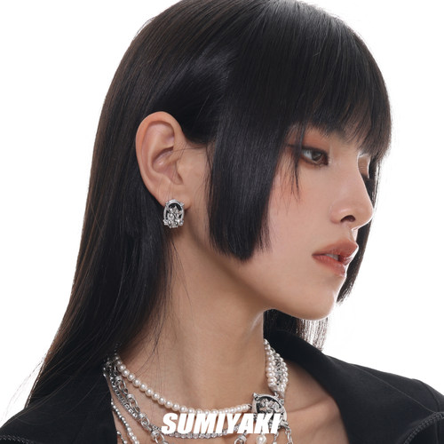 SUMIYAKI 复古做旧小众天使小耳钉百搭复古维多利亚小香风耳饰 - 图0