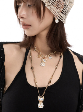 埃及法老猫项链安卡十字架锁骨链