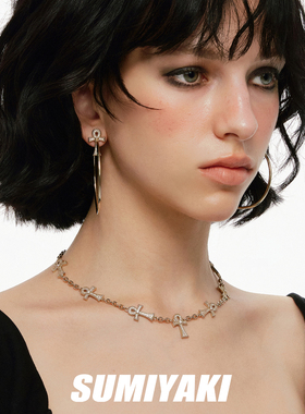 安卡满钻十字架项链轻奢锁骨链